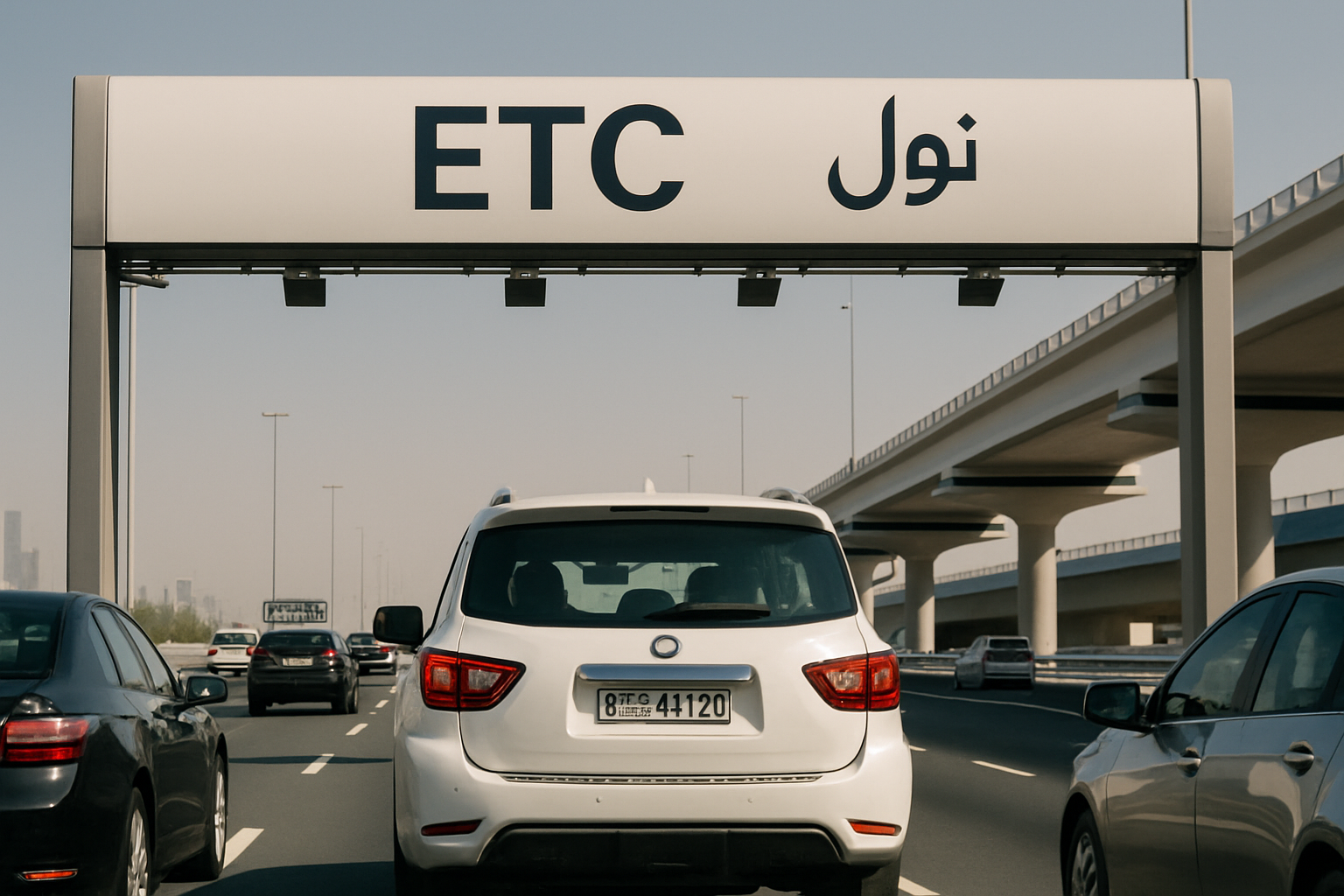 Motorists using electronic toll collection in Dubai